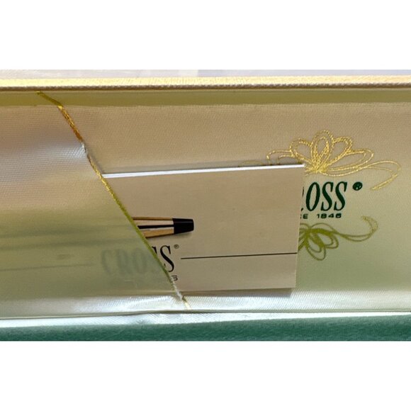 Vintage Cross Pen Storage Box Case Gold Tone Hinged Green Velvet Lining - Picture 9 of 9